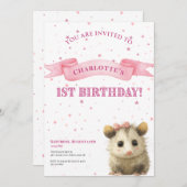 Opossum Birthday Invitation • 1st Birthday セーブザデート (正面/裏面)