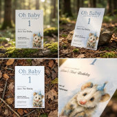 Opossum Birthday Invitation • Cute Woodland Party セーブザデート