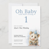 Opossum Birthday Invitation • Cute Woodland Party セーブザデート (正面)