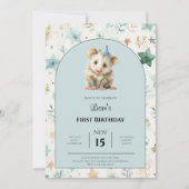 Opossum Birthday Invitation • Cute Woodland Party セーブザデート (正面)
