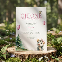 Opossum Birthday Invitation • Oh One 1st Birthday セーブザデート