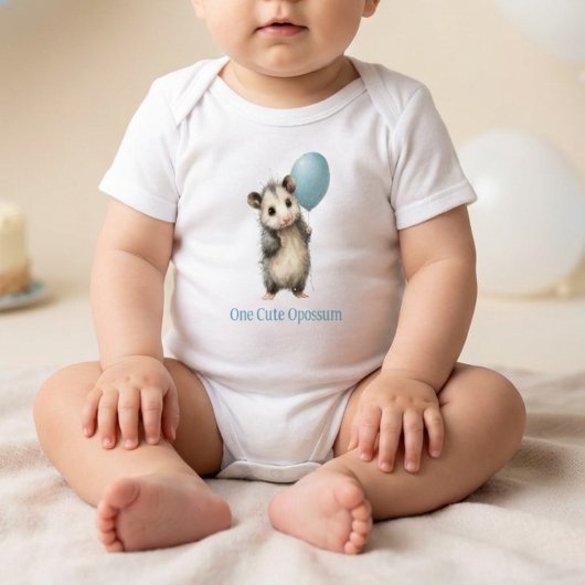 Opossum Birthday Romper • Woodland Animal Outfit ベビーボディスーツ