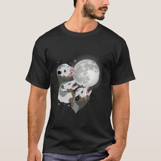 Opossum Howl On Moon Street Cat Trash Animal Oposs Tシャツ (正面)