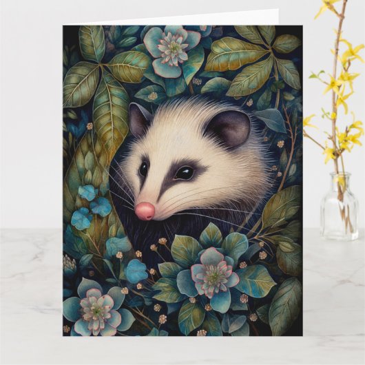 Opossum in the Brambles Greeting Card カード (黄色い花)