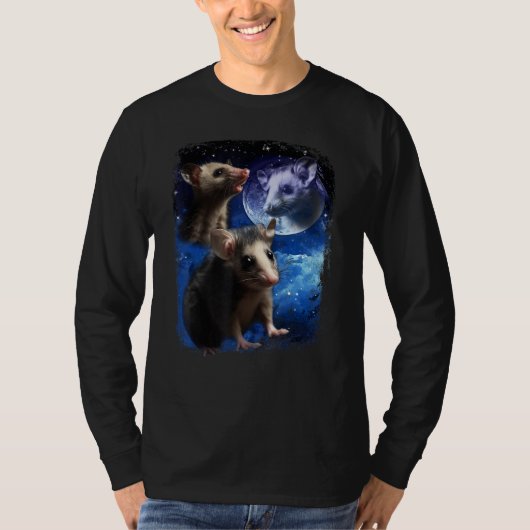 Opossum Moon and Three  pet baby Possums meme Vint Tシャツ (正面)