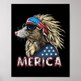 Opossum Possum - Patriotic Usa 7月アメリカ4日 ポスター