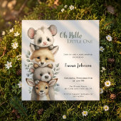 Opossum Woodland Baby Shower Invitation