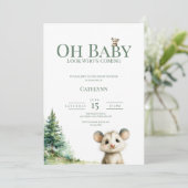Opossum Woodland Baby Shower Invitation シーズンカード (スタンド正面)