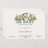Opossum Woodland Baby Shower Invitation シーズンカード (正面/裏面)