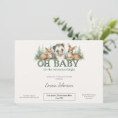 Opossum Woodland Baby Shower Invitation シーズンカード (スタンド正面)