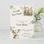 Opossum Woodland Baby Shower Invitation セーブザデート (スタンド正面)