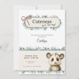 Opossum Woodland Baby Shower Invitation セーブザデート