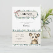 Opossum Woodland Baby Shower Invitation セーブザデート (スタンド正面)