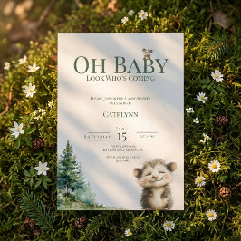 Opossum Woodland Baby Shower Invitation セーブザデート