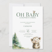 Opossum Woodland Baby Shower Invitation セーブザデート (正面)