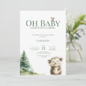 Opossum Woodland Baby Shower Invitation セーブザデート (スタンド正面)