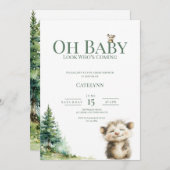 Opossum Woodland Baby Shower Invitation セーブザデート (正面/裏面)