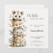 Opossum Woodland Baby Shower Invitation 招待状 (正面/裏面)