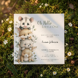 Opossum Woodland Baby Shower Invitation 招待状