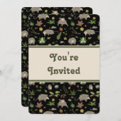 Opossums in Black Birthday Party Invitation (正面/裏面)