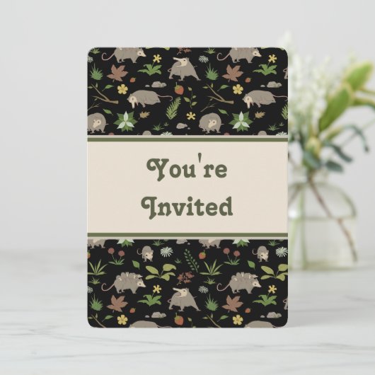 Opossums in Black Birthday Party Invitation (スタンド正面)