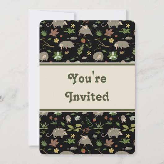 Opossums in Black Birthday Party Invitation (正面)