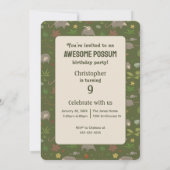 Opossums in Green Birthday Party招待状 (裏面)