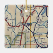 Oppアラバマヴィンテージの地図 セラミックオーナメント (裏面)