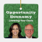 Opportunity Economy Harris Walz 2024 セラミックオーナメント (裏面)