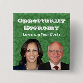 Opportunity Economy Harris Walz 2024 缶バッジ