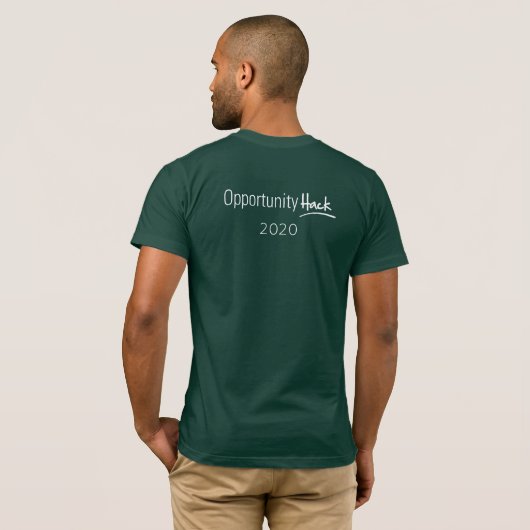 Opportunity Hack 2020：ハッカーTシャツ Tシャツ (裏面フル)