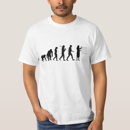 Optemetristの光学眼科医の進化の視力検査表 Tシャツ (正面)