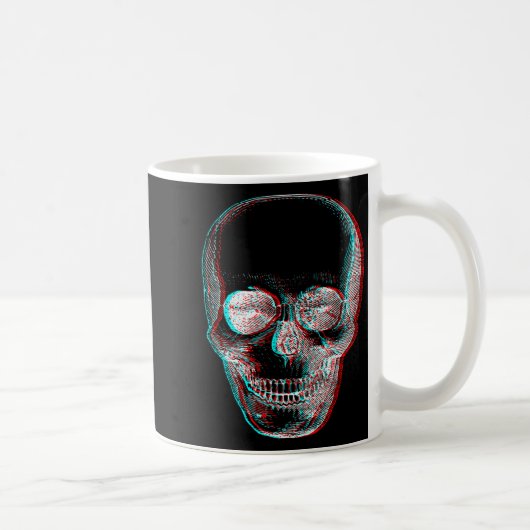 Optical Illusion Halloween Skeleton Skull コーヒーマグカップ (右)