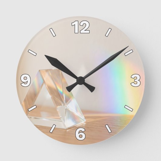 Optical Prism Rainbow Light Refraction Home Decor ラウンド壁時計 (正面)