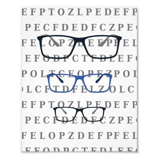 Optician Eye Test Chart and Specs フォトプリント (正面)