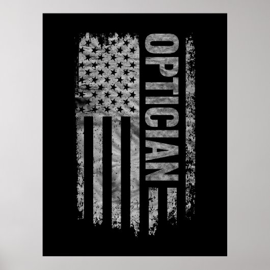 Optician USA Flag Distressed design ポスター (正面)