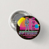 optimism Retrowave Anime Girl  Button 缶バッジ (正面&裏面)