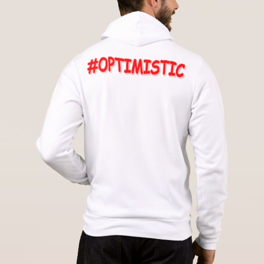 「#OPTIMISTIC」かわいいデザイン。買今 パーカ (裏面)