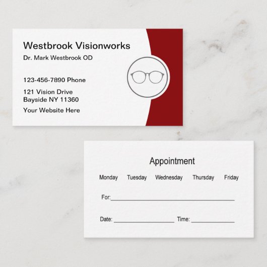 Optometristアポイントメント名刺 名刺 (正面/裏面)