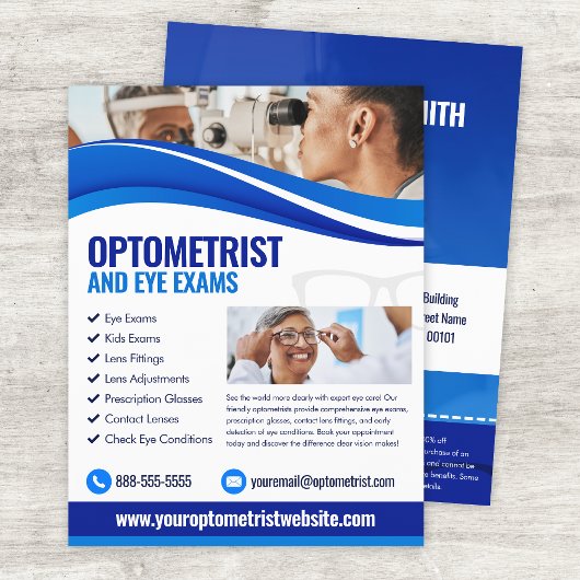 Optometrist Eye Exam Flyer Template チラシ