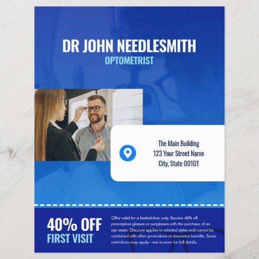 Optometrist Eye Exam Flyer Template チラシ (裏面)