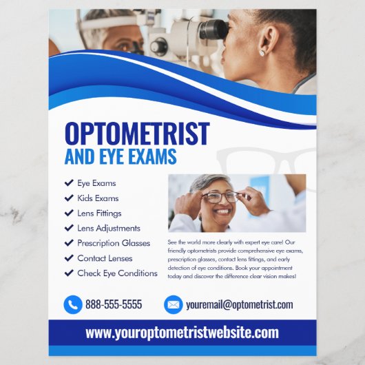 Optometrist Eye Exam Flyer Template チラシ (正面)