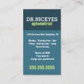 Optometrist.Ophthalmologists.Eyeの検査。アポイントメント 予約カード (裏面)