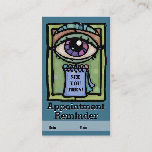 Optometrist.Ophthalmologists.Eyeの検査。アポイントメント 予約カード (正面)