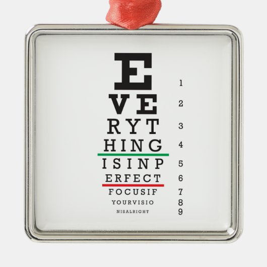 Optometryの視力検査表のイラストレーション メタルオーナメント (正面)