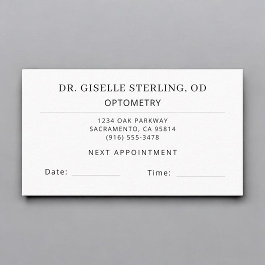 Optometry Eye Doctor Office Appointment Card 予約カード