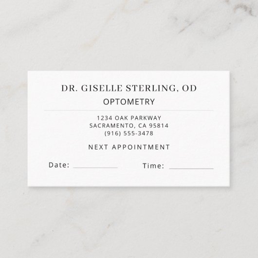 Optometry Eye Doctor Office Appointment Card 名刺 (正面)