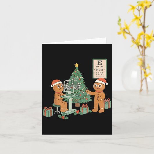 Optometry Gingerbread Christmas Optician Sight Squ カード (黄色い花)