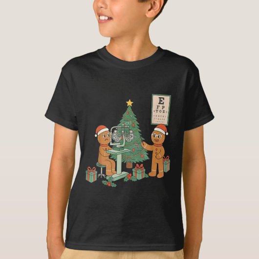 Optometry Gingerbread Christmas Optician Sight Squ Tシャツ (正面)