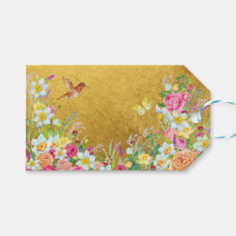 Opulence Gold Floral Hummingbird ギフトタグ